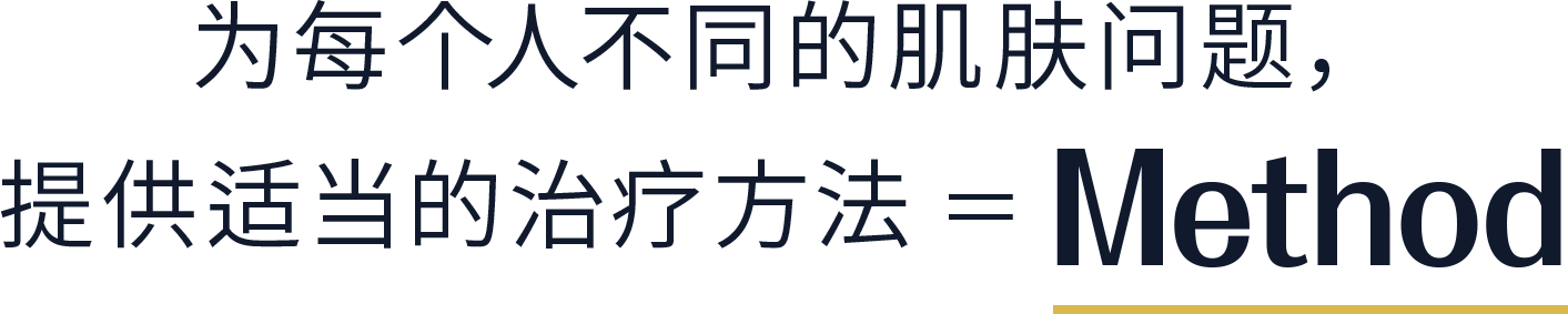 为每个人不同的肌肤问题，提供适当的治疗方法＝Method